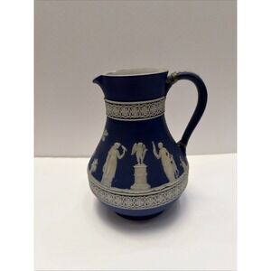 Antique Wedgwood Blue Jasperware Etruscan 7" Jug Pitcher Crack